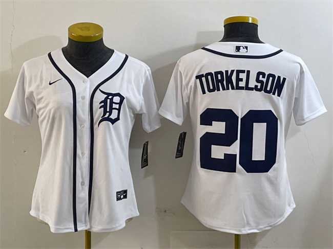 Women%27s Detroit Tigers #20 Spencer Torkelson White Cool Base Stitched Jersey->texas rangers->MLB Jersey